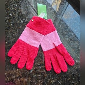 Kate Spade Pink and Red color block Striped Women's Gloves